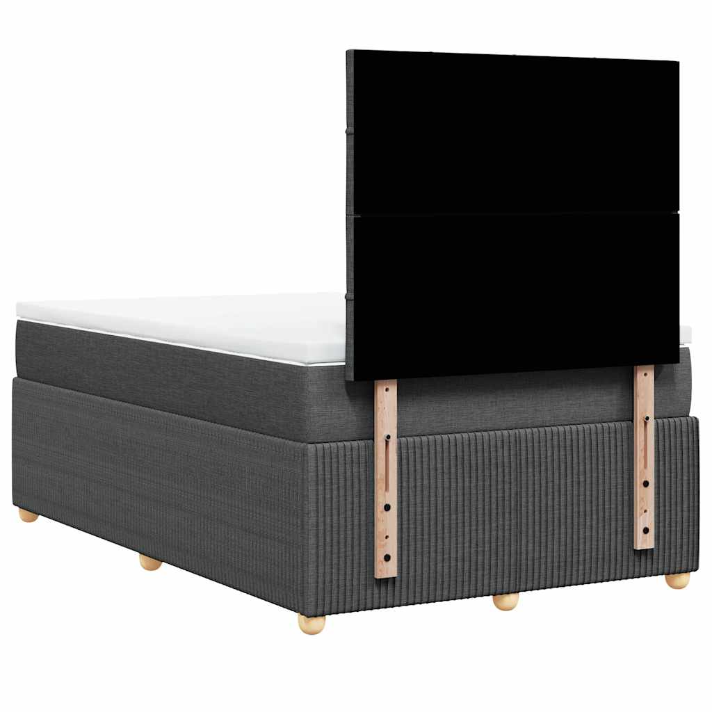 Κρεβάτι Boxspring με Στρώμα Σκούρο Γκρι 120x200 εκ. Υφασμάτινο - Pakobazaar