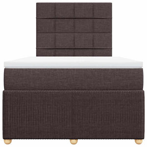 Κρεβάτι Boxspring με Στρώμα Σκούρο Καφέ 120x200 εκ. Υφασμάτινο - Pakobazaar