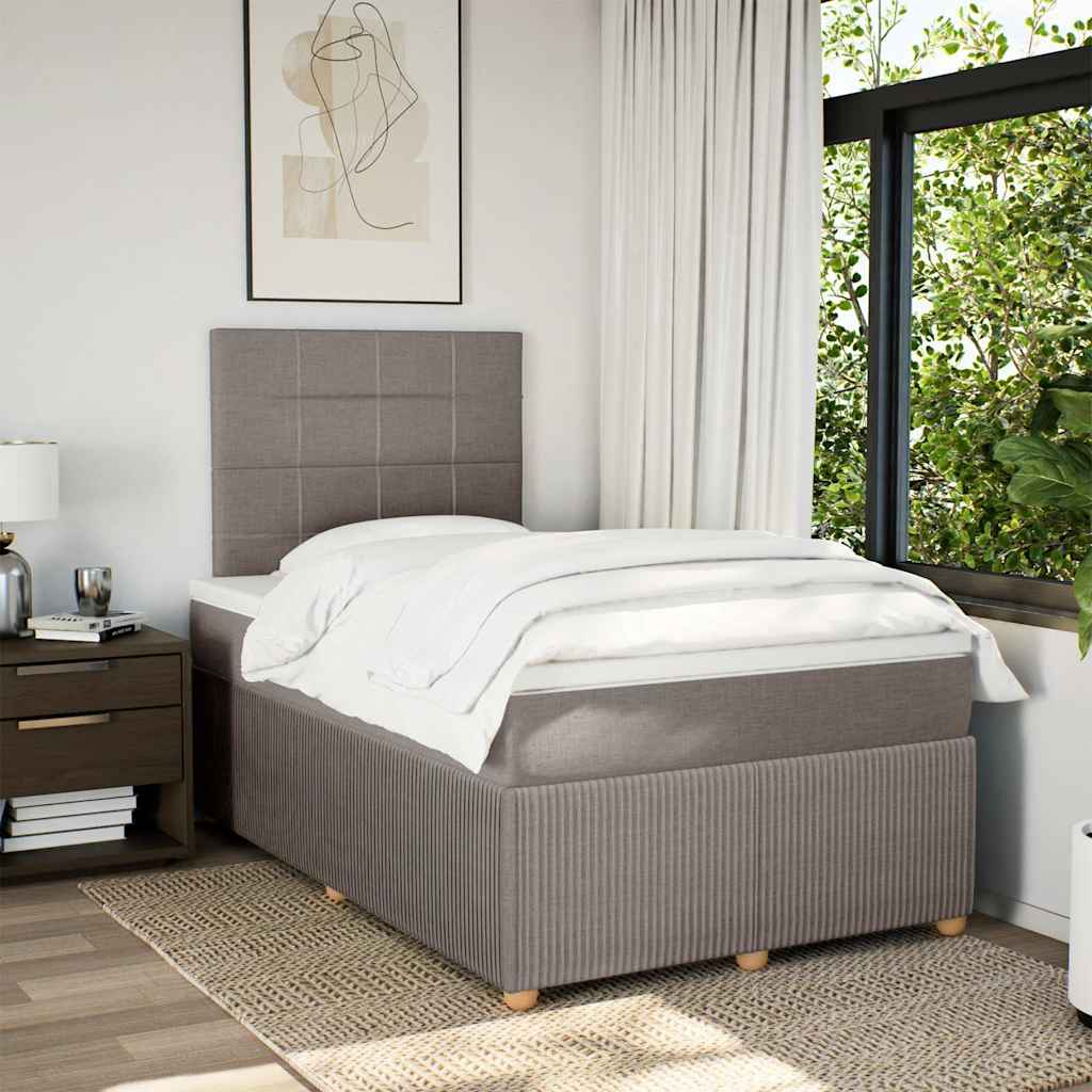Κρεβάτι Boxspring με Στρώμα Taupe 120x200 εκ. Υφασμάτινο - Pakobazaar