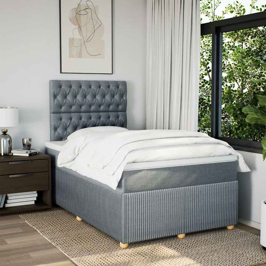 Κρεβάτι Boxspring με Στρώμα Ανοιχτό Γκρι 120x200 εκ. Υφασμάτινο - Pakobazaar