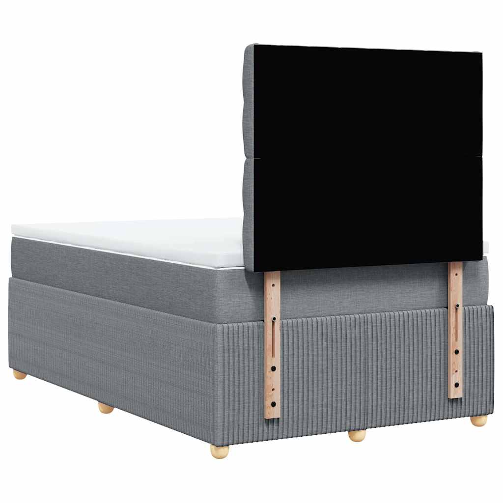 Κρεβάτι Boxspring με Στρώμα Ανοιχτό Γκρι 120x200 εκ. Υφασμάτινο - Pakobazaar