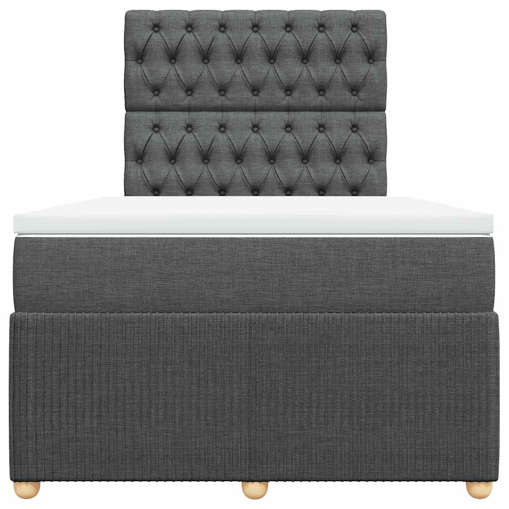 Κρεβάτι Boxspring με Στρώμα Σκούρο Γκρι 120x200 εκ. Υφασμάτινο - Pakobazaar