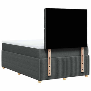 Κρεβάτι Boxspring με Στρώμα Σκούρο Γκρι 120x200 εκ. Υφασμάτινο - Pakobazaar