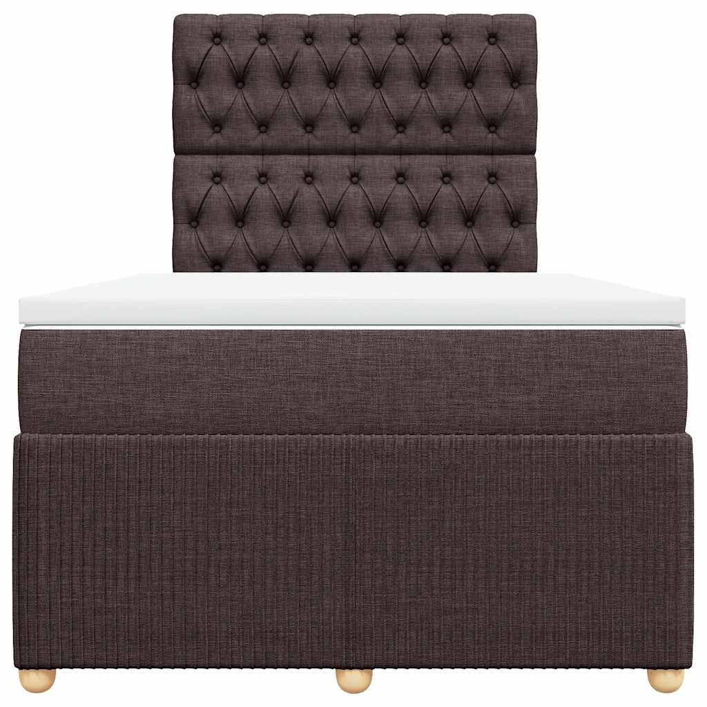 Κρεβάτι Boxspring με Στρώμα Σκούρο Καφέ 120x200 εκ. Υφασμάτινο - Pakobazaar