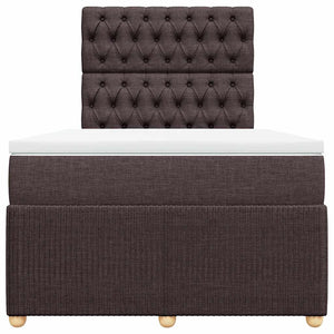 Κρεβάτι Boxspring με Στρώμα Σκούρο Καφέ 120x200 εκ. Υφασμάτινο - Pakobazaar