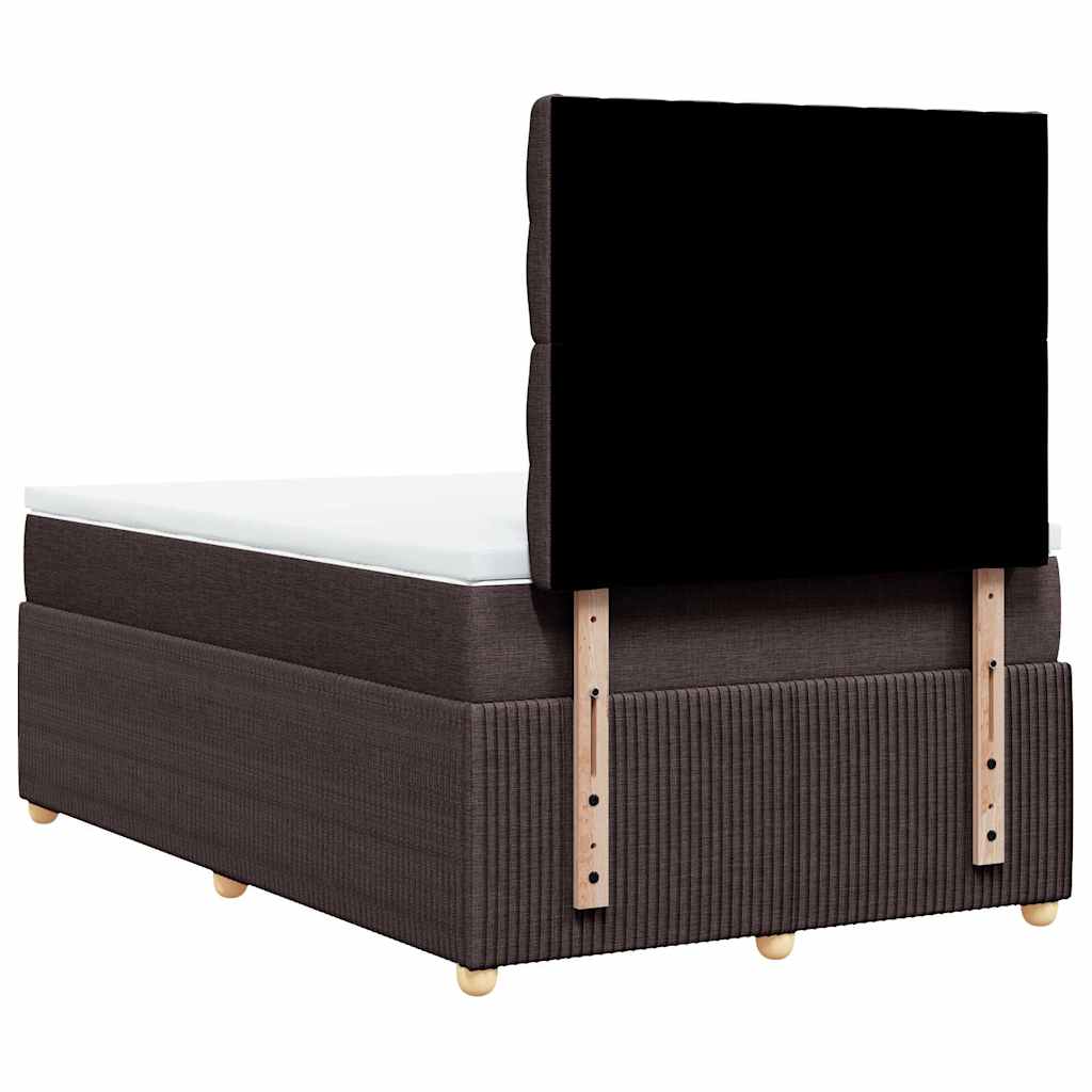 Κρεβάτι Boxspring με Στρώμα Σκούρο Καφέ 120x200 εκ. Υφασμάτινο - Pakobazaar