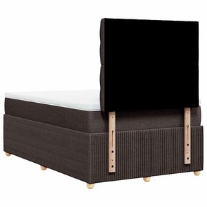 Κρεβάτι Boxspring με Στρώμα Σκούρο Καφέ 120x200 εκ. Υφασμάτινο - Pakobazaar