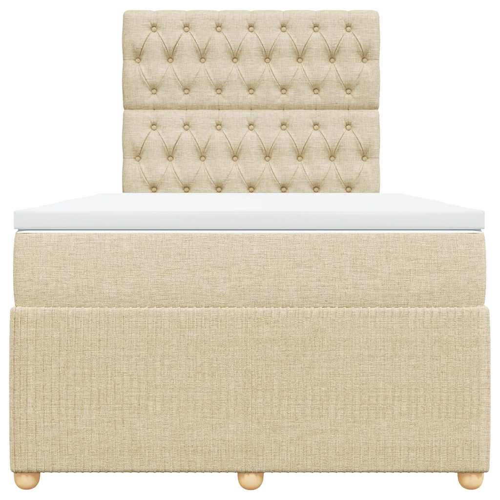 Κρεβάτι Boxspring με Στρώμα Κρεμ 120x200 εκ. Υφασμάτινο - Pakobazaar