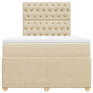 Κρεβάτι Boxspring με Στρώμα Κρεμ 120x200 εκ. Υφασμάτινο - Pakobazaar