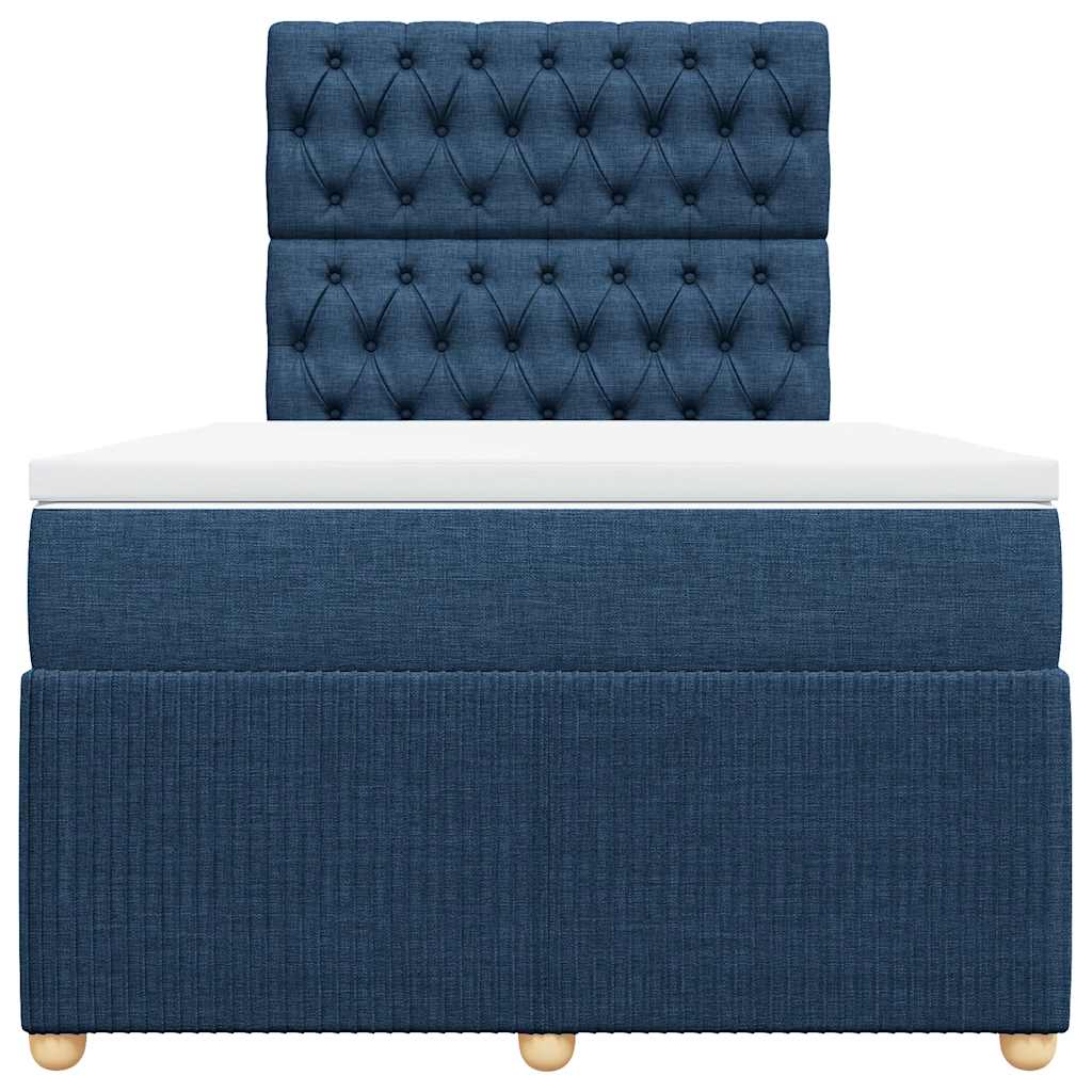 Κρεβάτι Boxspring με Στρώμα Μπλε 120x200 εκ. Υφασμάτινο