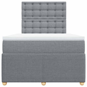 Κρεβάτι Boxspring με Στρώμα Ανοιχτό Γκρι 120x200 εκ. Υφασμάτινο - Pakobazaar