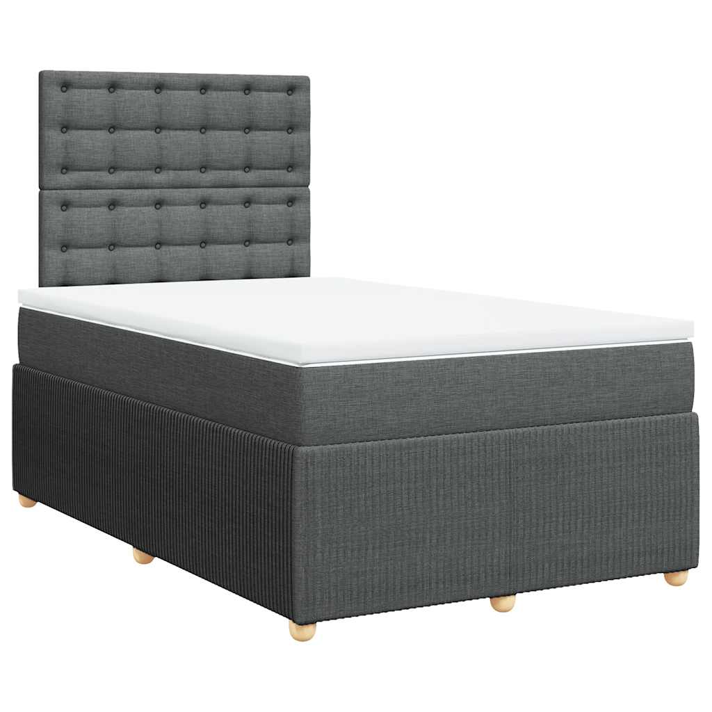 Κρεβάτι Boxspring με Στρώμα Σκούρο Γκρι 120x200 εκ. Υφασμάτινο - Pakobazaar