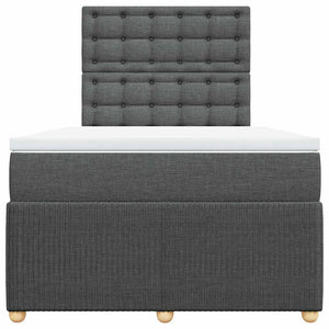 Κρεβάτι Boxspring με Στρώμα Σκούρο Γκρι 120x200 εκ. Υφασμάτινο - Pakobazaar