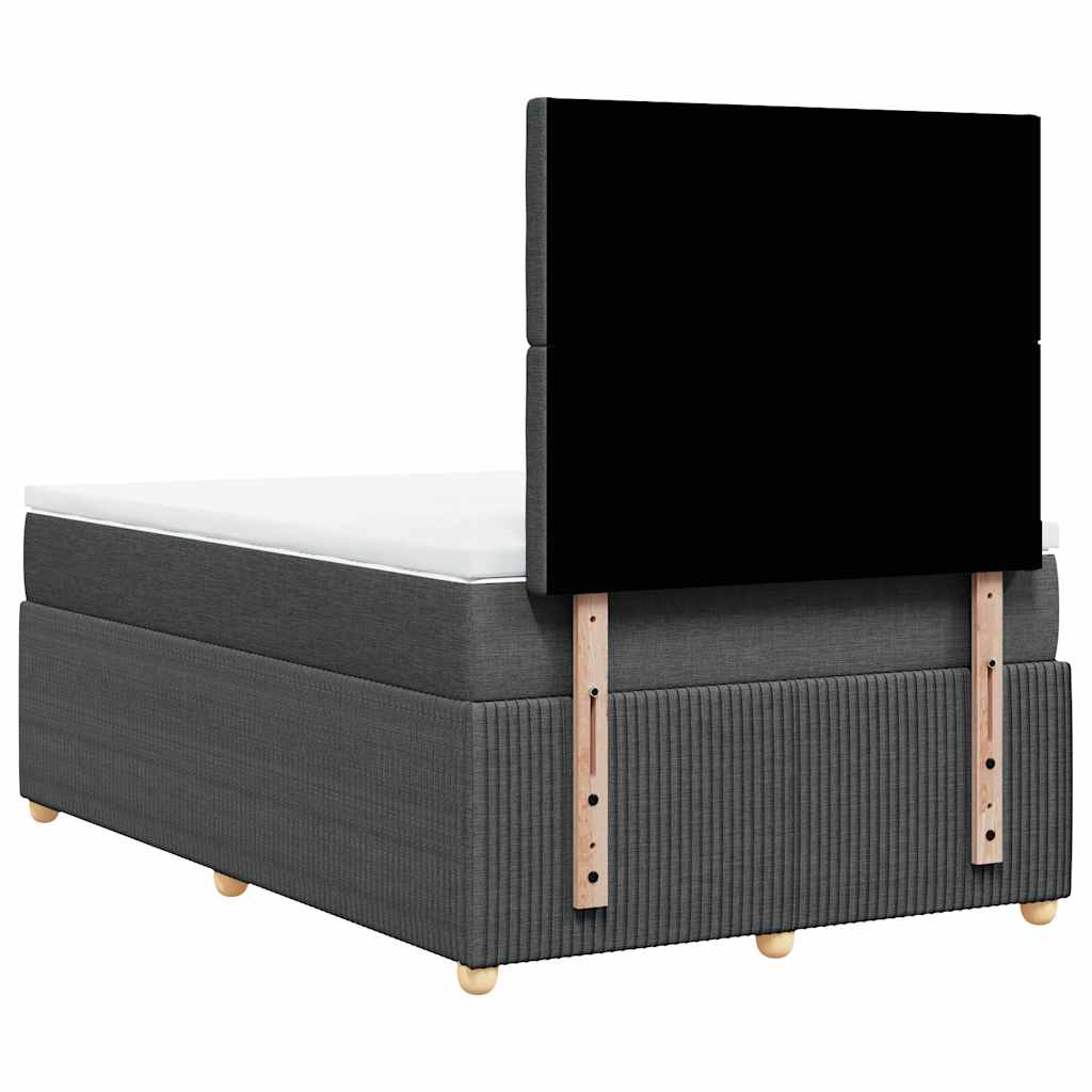 Κρεβάτι Boxspring με Στρώμα Σκούρο Γκρι 120x200 εκ. Υφασμάτινο - Pakobazaar
