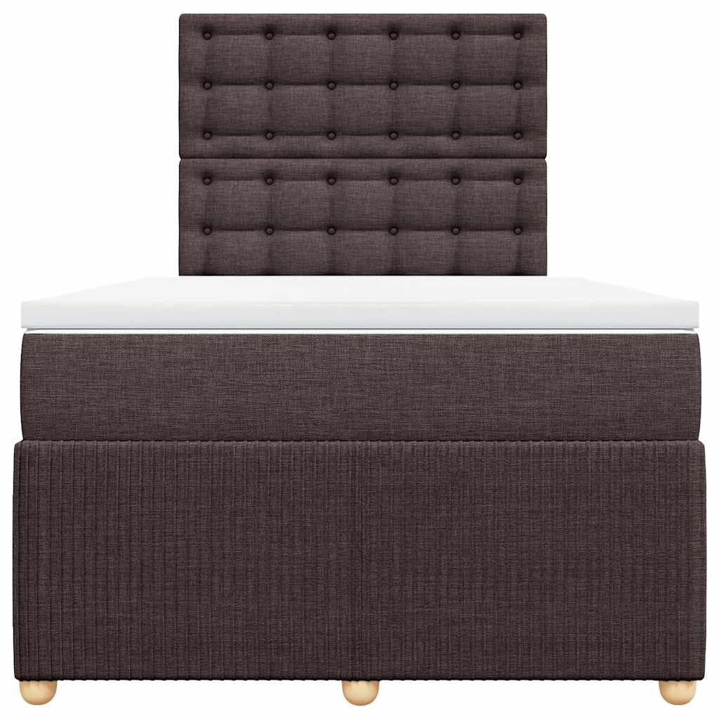 Κρεβάτι Boxspring με Στρώμα Σκούρο Καφέ 120x200 εκ. Υφασμάτινο - Pakobazaar
