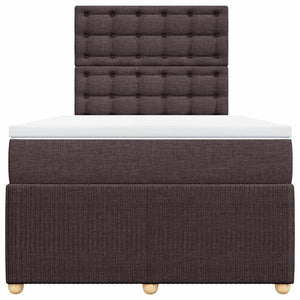 Κρεβάτι Boxspring με Στρώμα Σκούρο Καφέ 120x200 εκ. Υφασμάτινο - Pakobazaar