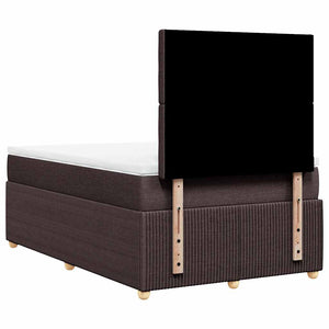 Κρεβάτι Boxspring με Στρώμα Σκούρο Καφέ 120x200 εκ. Υφασμάτινο - Pakobazaar