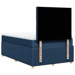 Κρεβάτι Boxspring με Στρώμα Μπλε 120x200 εκ. Υφασμάτινο