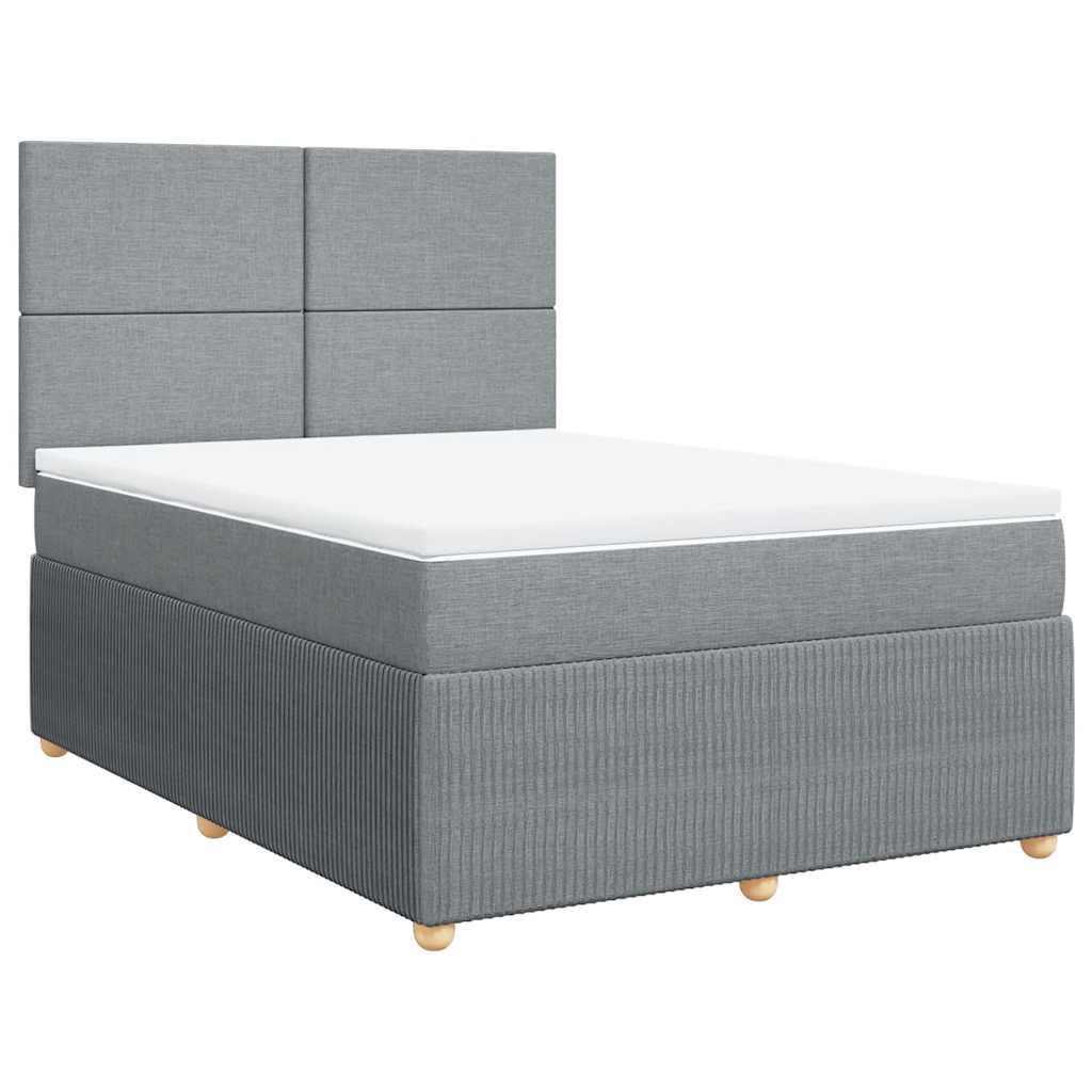 Κρεβάτι Boxspring με Στρώμα Ανοιχτό Γκρι 140x190 εκ. Υφασμάτινο - Pakobazaar
