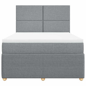Κρεβάτι Boxspring με Στρώμα Ανοιχτό Γκρι 140x190 εκ. Υφασμάτινο - Pakobazaar