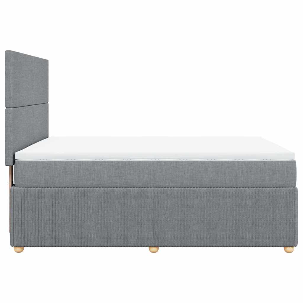 Κρεβάτι Boxspring με Στρώμα Ανοιχτό Γκρι 140x190 εκ. Υφασμάτινο - Pakobazaar