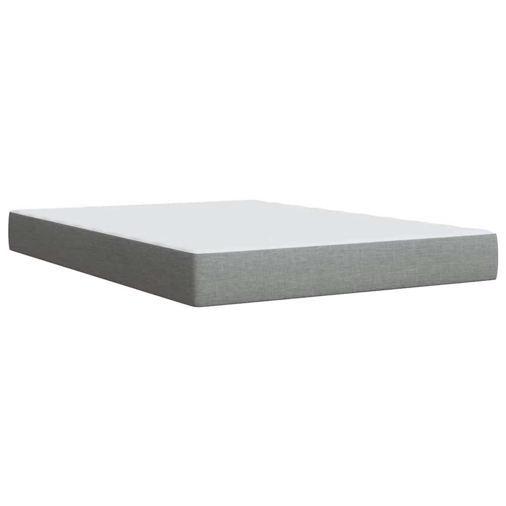 Κρεβάτι Boxspring με Στρώμα Ανοιχτό Γκρι 140x190 εκ. Υφασμάτινο - Pakobazaar
