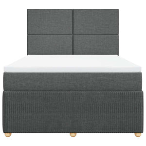 Κρεβάτι Boxspring με Στρώμα Σκούρο Γκρι 140x190 εκ. Υφασμάτινο - Pakobazaar