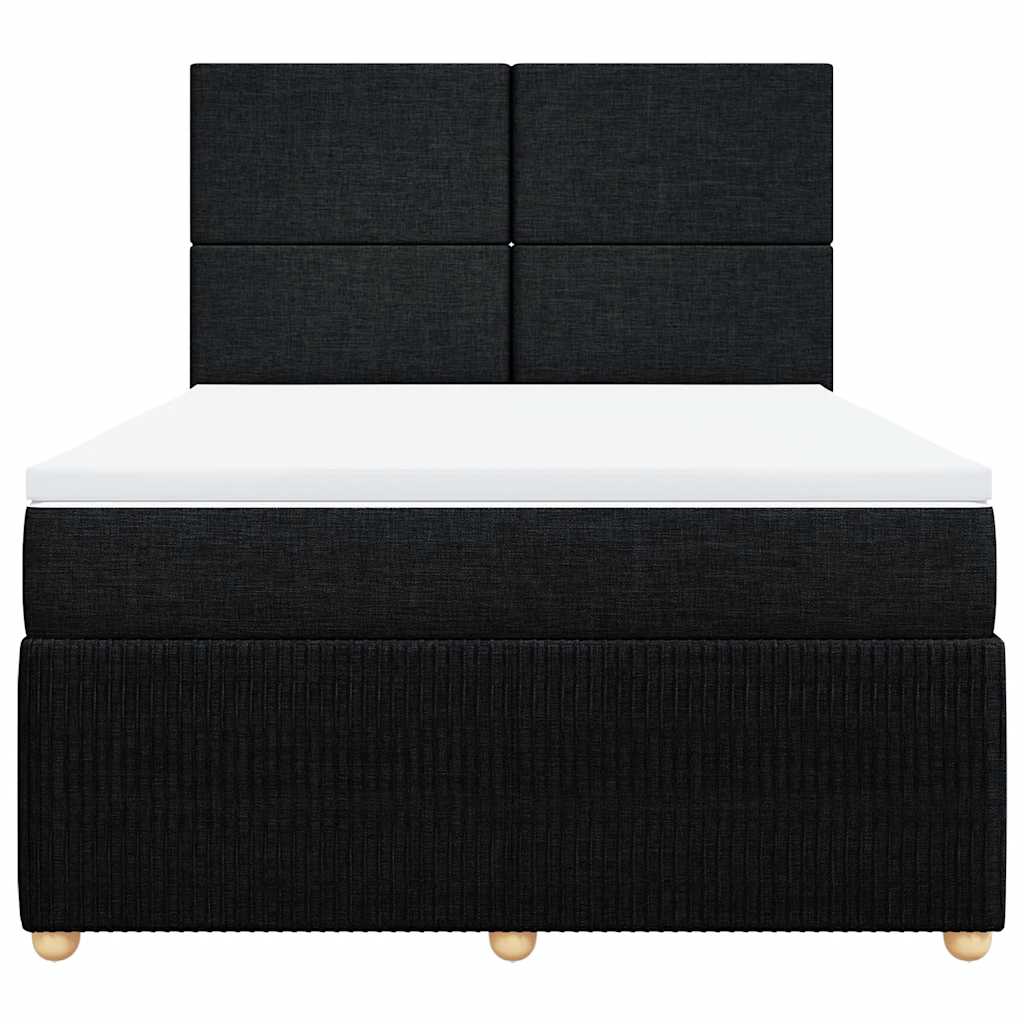Κρεβάτι Boxspring με Στρώμα Μαύρο 140x190 εκ. Υφασμάτινο - Pakobazaar