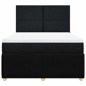 Κρεβάτι Boxspring με Στρώμα Μαύρο 140x190 εκ. Υφασμάτινο - Pakobazaar