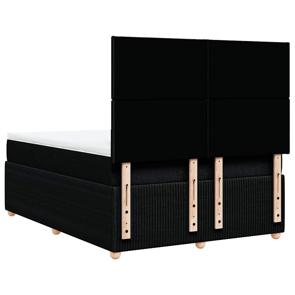 Κρεβάτι Boxspring με Στρώμα Μαύρο 140x190 εκ. Υφασμάτινο - Pakobazaar