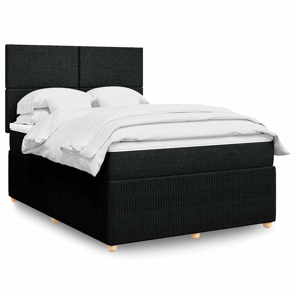 Κρεβάτι Boxspring με Στρώμα Μαύρο 140x190 εκ. Υφασμάτινο - Pakobazaar