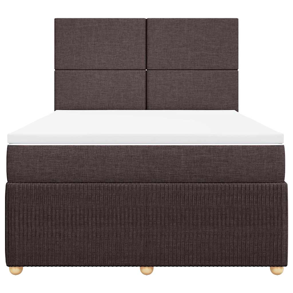 Κρεβάτι Boxspring με Στρώμα Σκούρο Καφέ 140x190 εκ. Υφασμάτινο