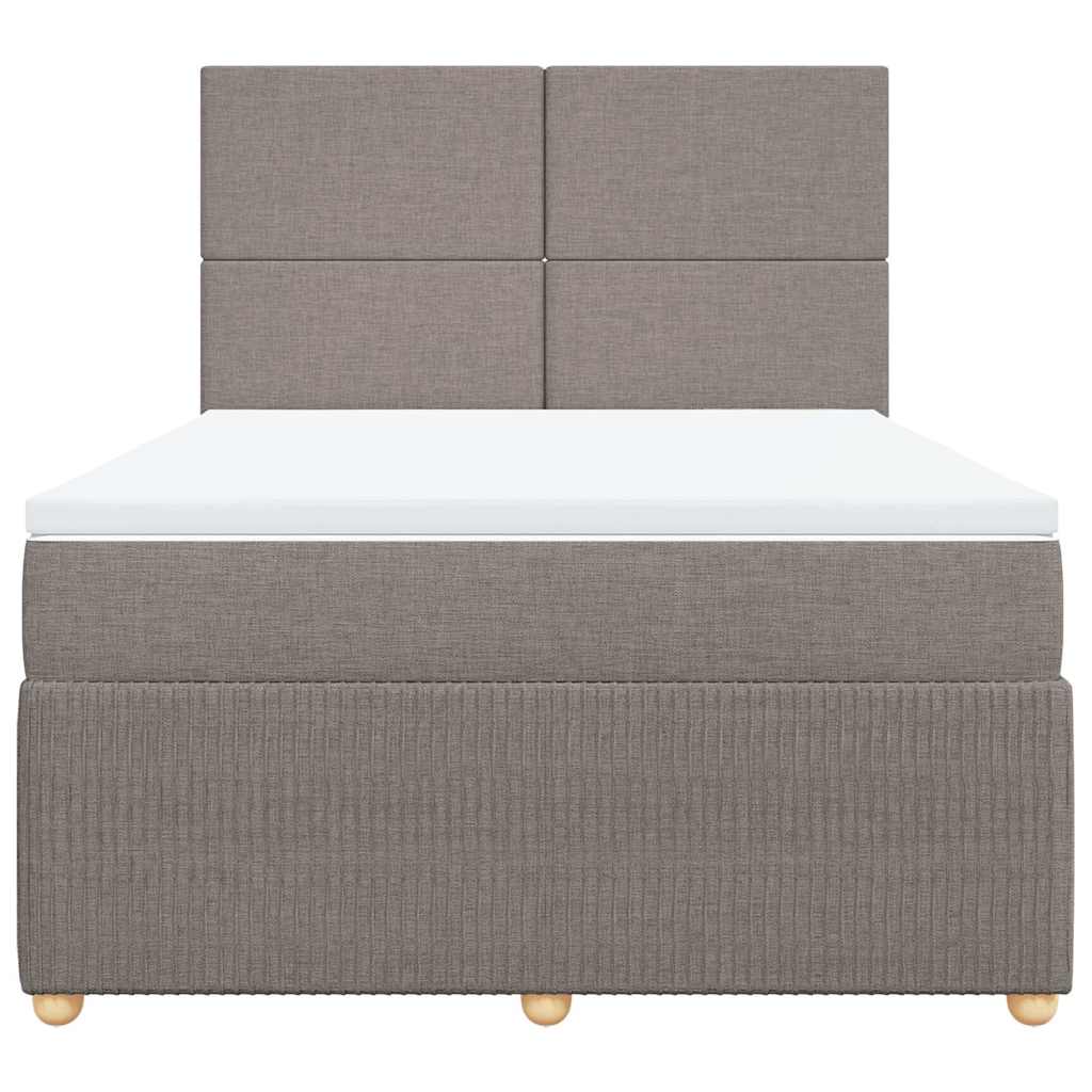 Κρεβάτι Boxspring με Στρώμα Taupe 140x190 εκ. Υφασμάτινο