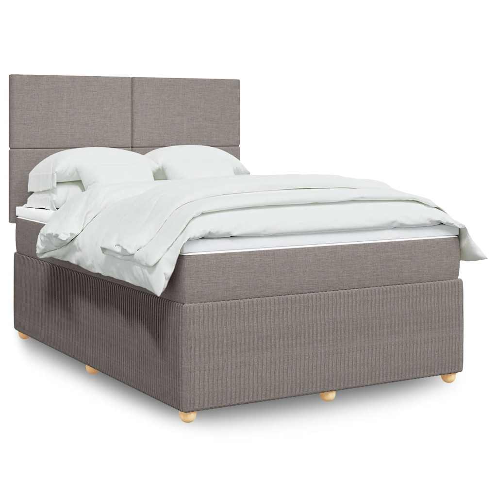 Κρεβάτι Boxspring με Στρώμα Taupe 140x190 εκ. Υφασμάτινο
