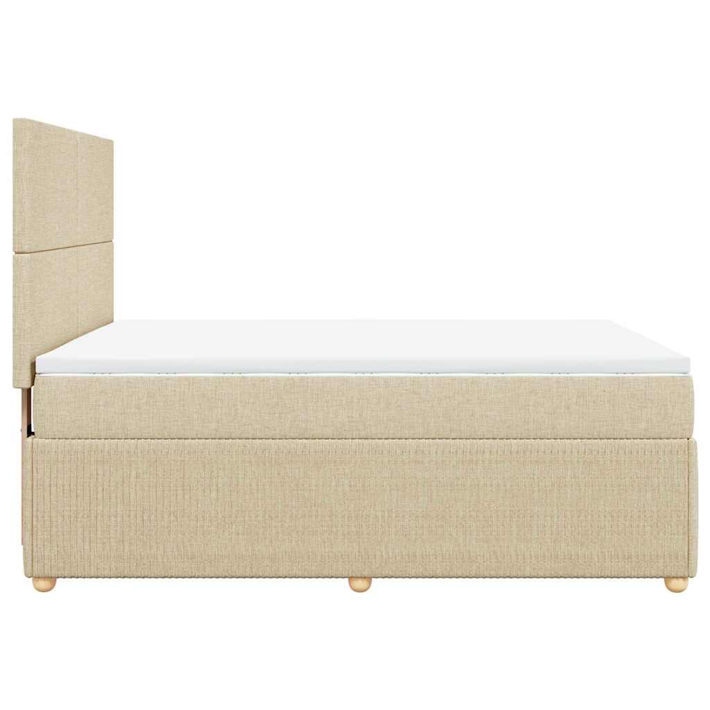 Κρεβάτι Boxspring με Στρώμα Κρεμ 140x190 εκ. Υφασμάτινο - Pakobazaar
