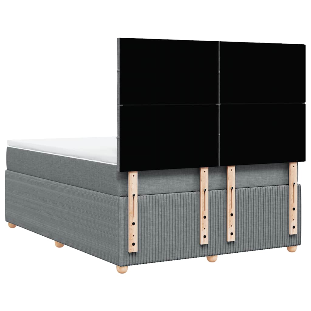 Κρεβάτι Boxspring με Στρώμα Ανοιχτό Γκρι 140x190 εκ. Υφασμάτινο