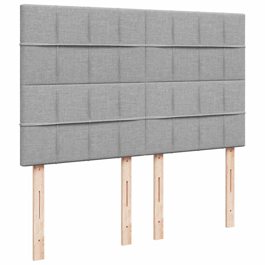 Κρεβάτι Boxspring με Στρώμα Ανοιχτό Γκρι 140x190 εκ. Υφασμάτινο