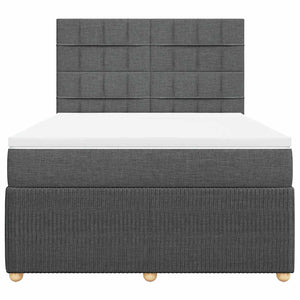 Κρεβάτι Boxspring με Στρώμα Σκούρο Γκρι 140x190 εκ. Υφασμάτινο - Pakobazaar