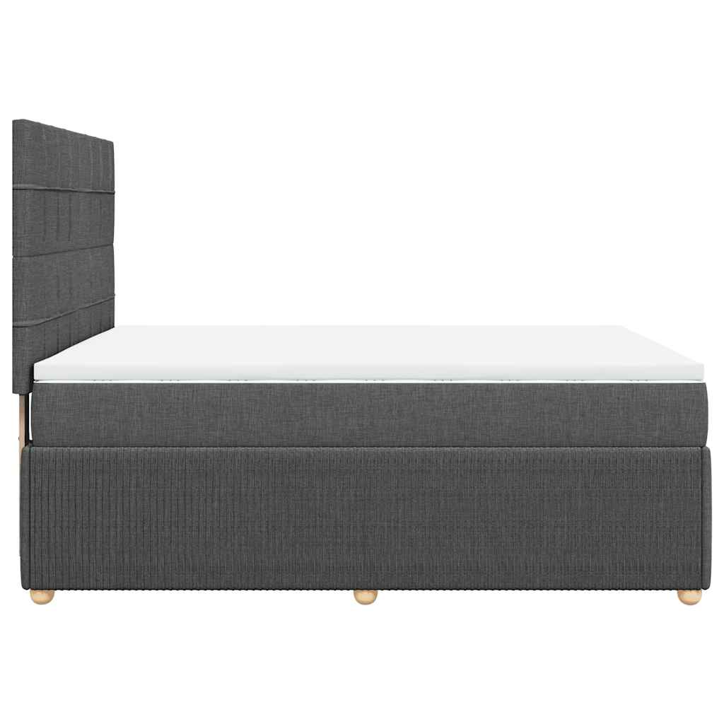 Κρεβάτι Boxspring με Στρώμα Σκούρο Γκρι 140x190 εκ. Υφασμάτινο - Pakobazaar