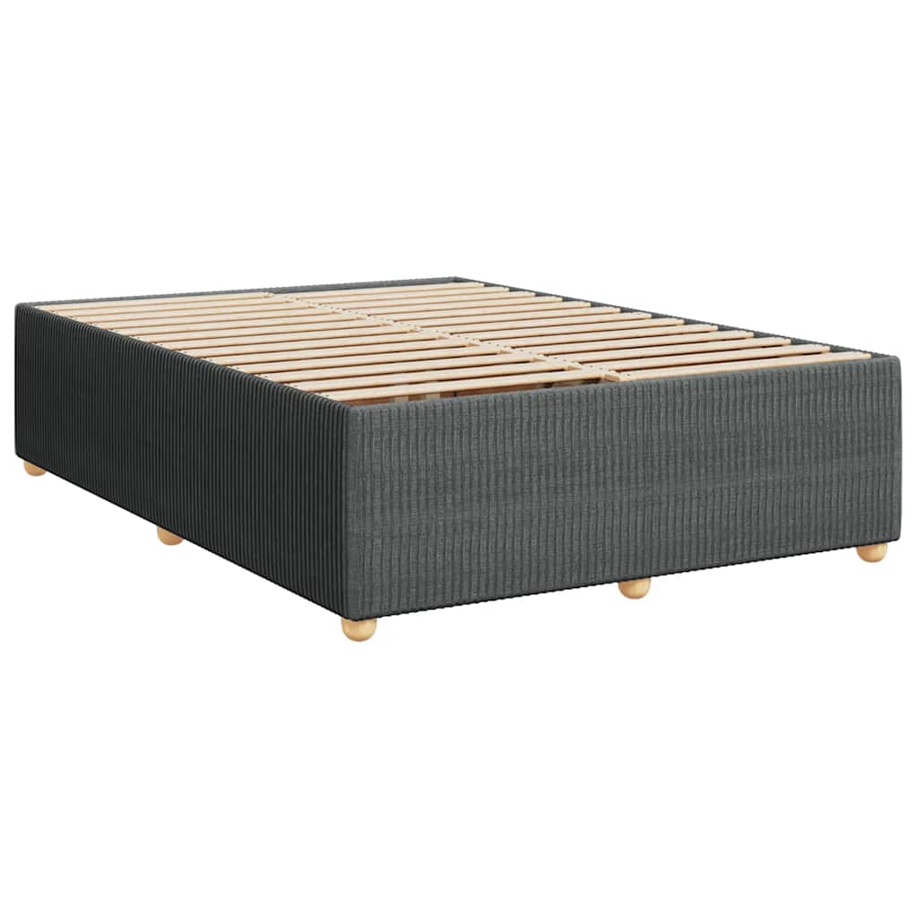 Κρεβάτι Boxspring με Στρώμα Σκούρο Γκρι 140x190 εκ. Υφασμάτινο - Pakobazaar