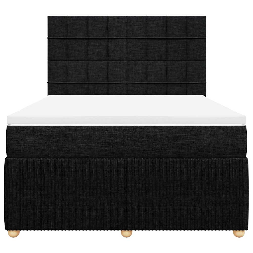 Κρεβάτι Boxspring με Στρώμα Μαύρο 140x190 εκ. Υφασμάτινο