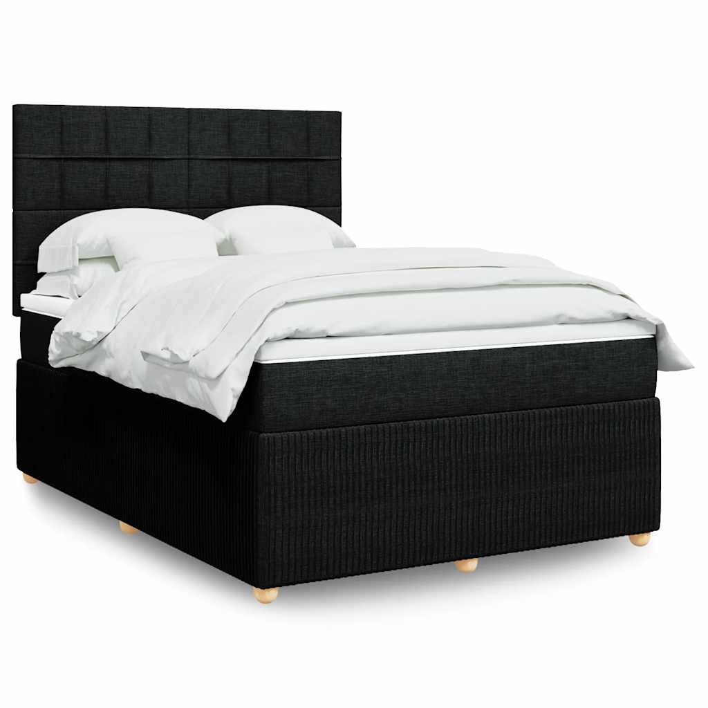 Κρεβάτι Boxspring με Στρώμα Μαύρο 140x190 εκ. Υφασμάτινο