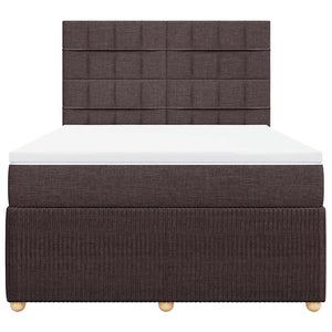 Κρεβάτι Boxspring με Στρώμα Σκούρο Καφέ 140x190 εκ. Υφασμάτινο