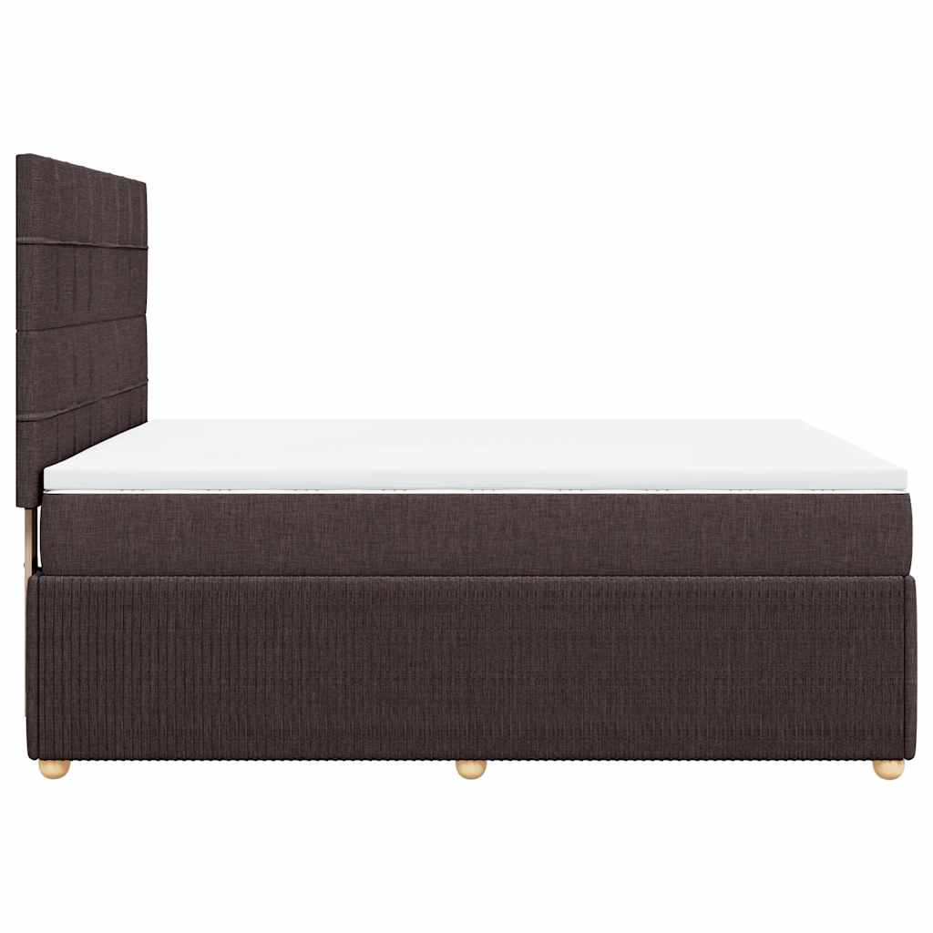 Κρεβάτι Boxspring με Στρώμα Σκούρο Καφέ 140x190 εκ. Υφασμάτινο
