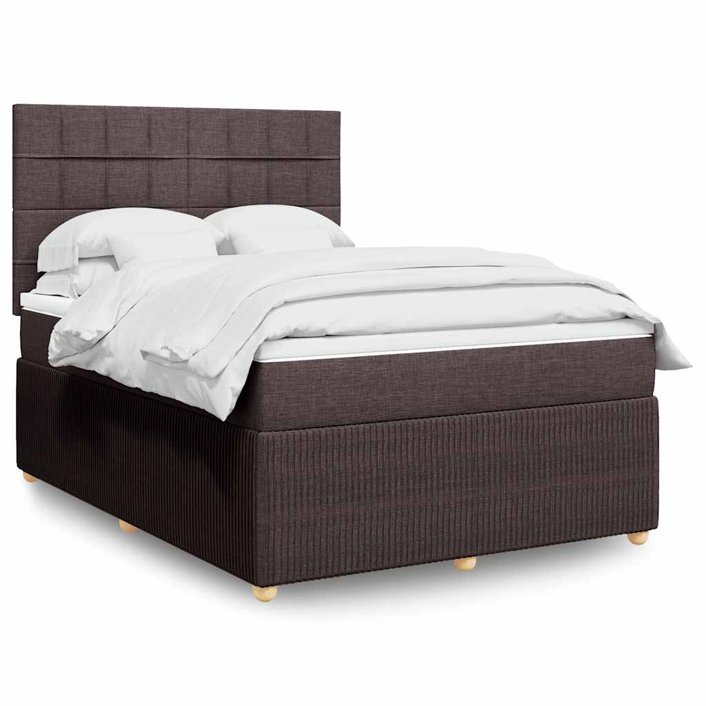 Κρεβάτι Boxspring με Στρώμα Σκούρο Καφέ 140x190 εκ. Υφασμάτινο