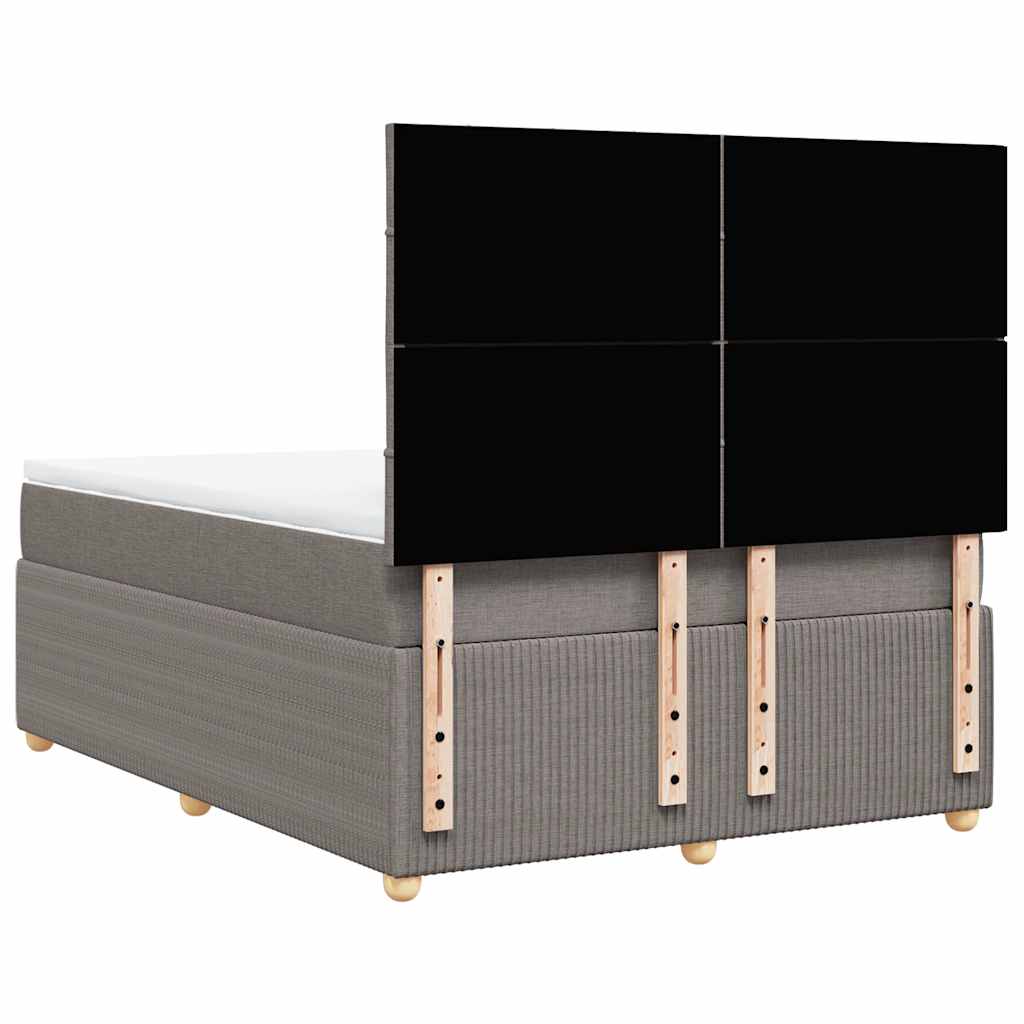 Κρεβάτι Boxspring με Στρώμα Taupe 140x190 εκ. Υφασμάτινο - Pakobazaar