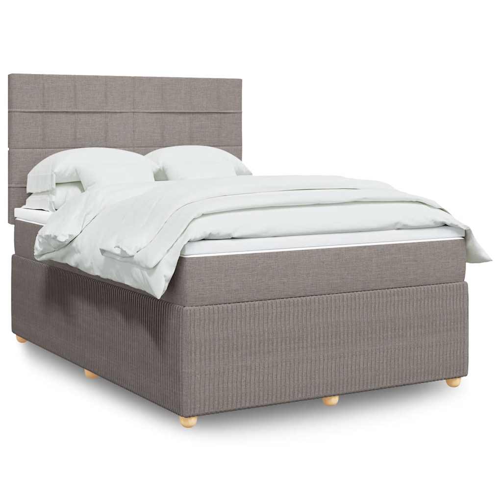 Κρεβάτι Boxspring με Στρώμα Taupe 140x190 εκ. Υφασμάτινο - Pakobazaar
