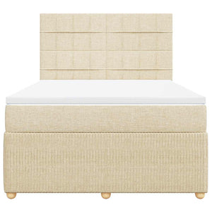 Κρεβάτι Boxspring με Στρώμα Κρεμ 140x190 εκ. Υφασμάτινο - Pakobazaar
