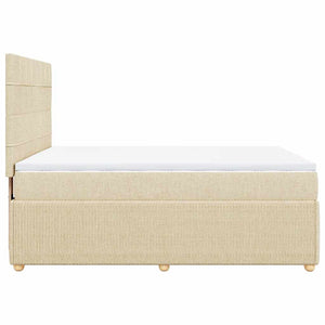 Κρεβάτι Boxspring με Στρώμα Κρεμ 140x190 εκ. Υφασμάτινο - Pakobazaar