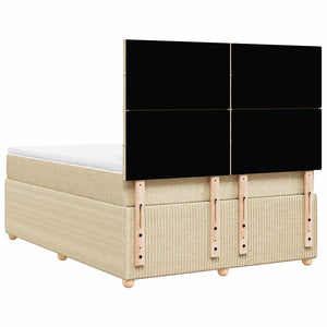 Κρεβάτι Boxspring με Στρώμα Κρεμ 140x190 εκ. Υφασμάτινο - Pakobazaar